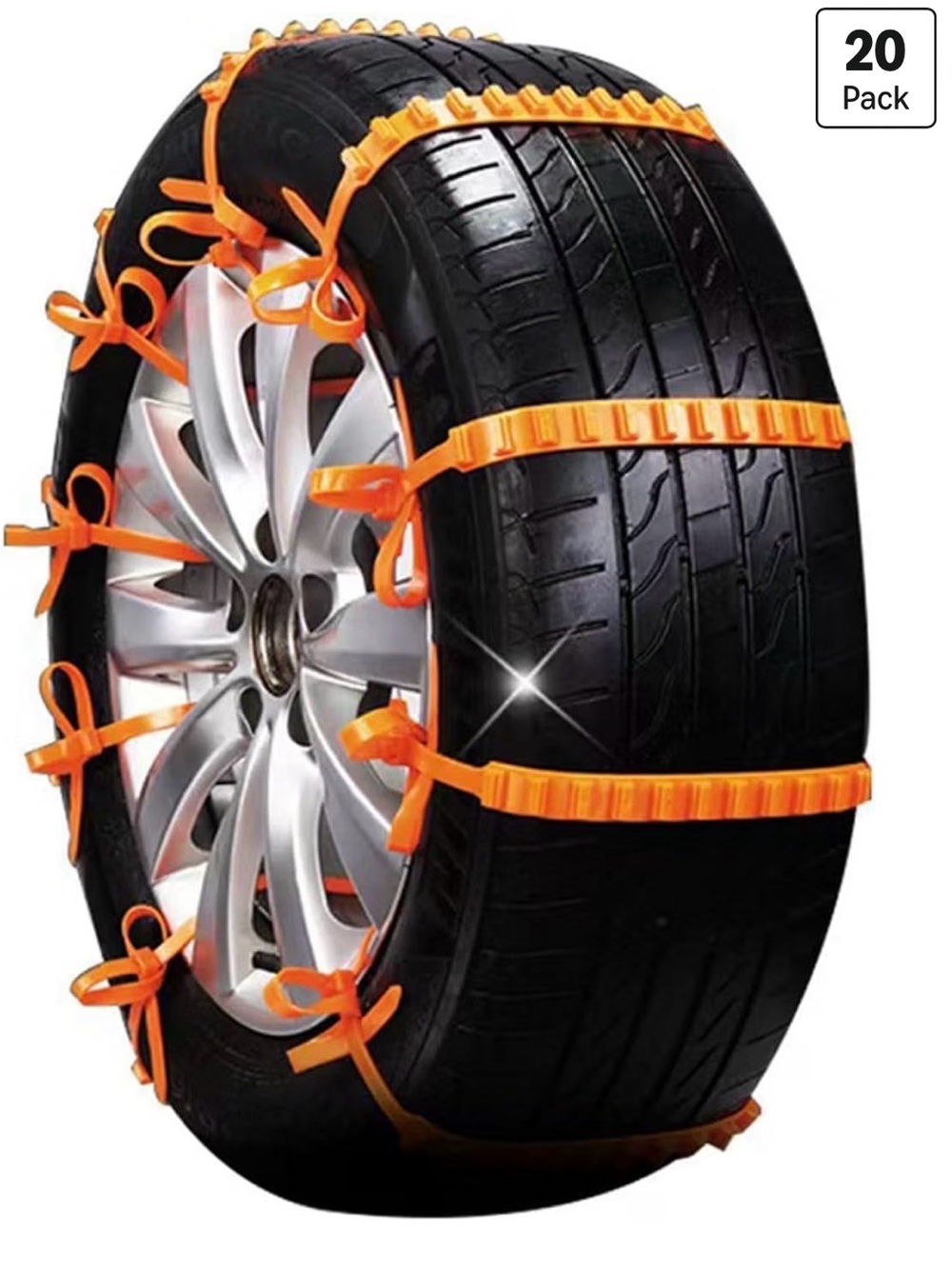 Universal Orange Tire Traction Straps - 20 Pack